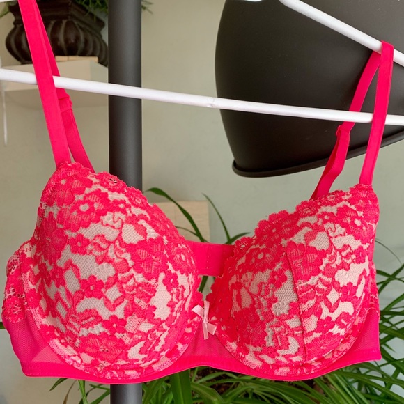 Hot pink and white lace. Xhilaration bra. 36B. - Picture 2 of 9
